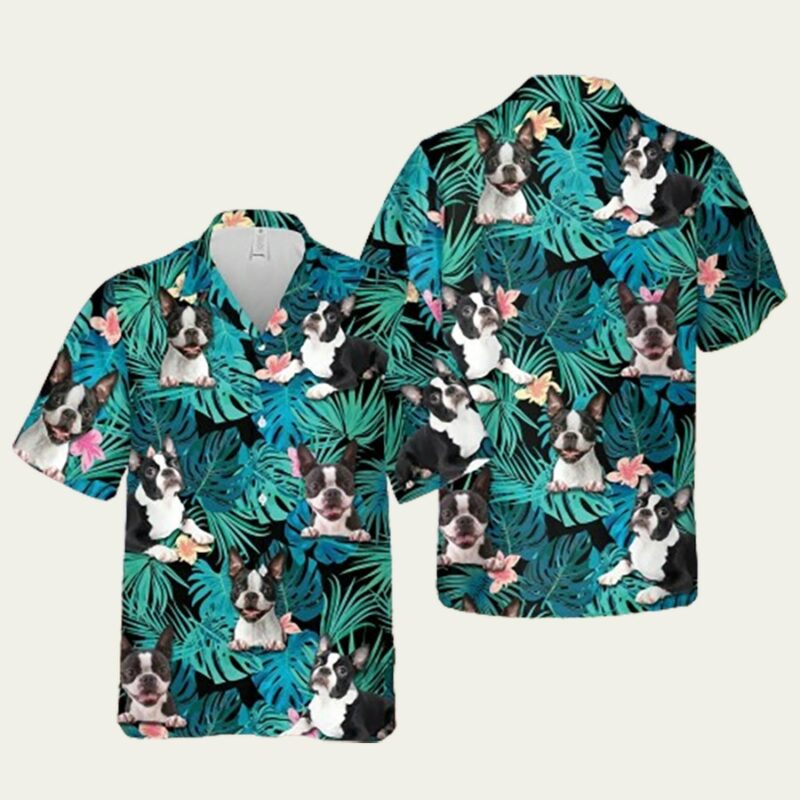 BOSTON TERRIER DOG LOVE DOG BEACH HAWAIIAN SHIRT