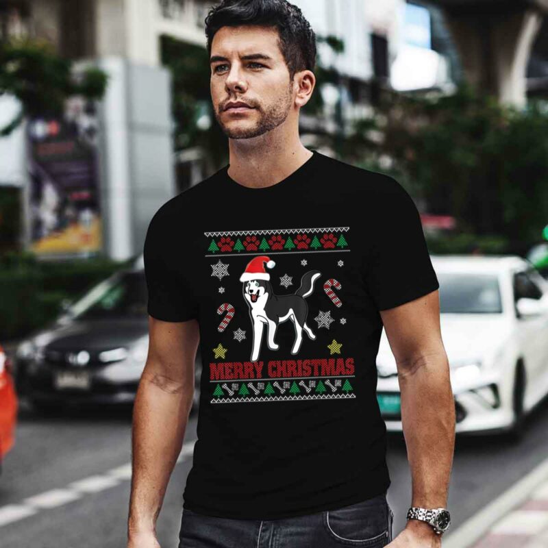 Siberian-Husky-Dog-Santa-For-Christmas-0-T-Shirt