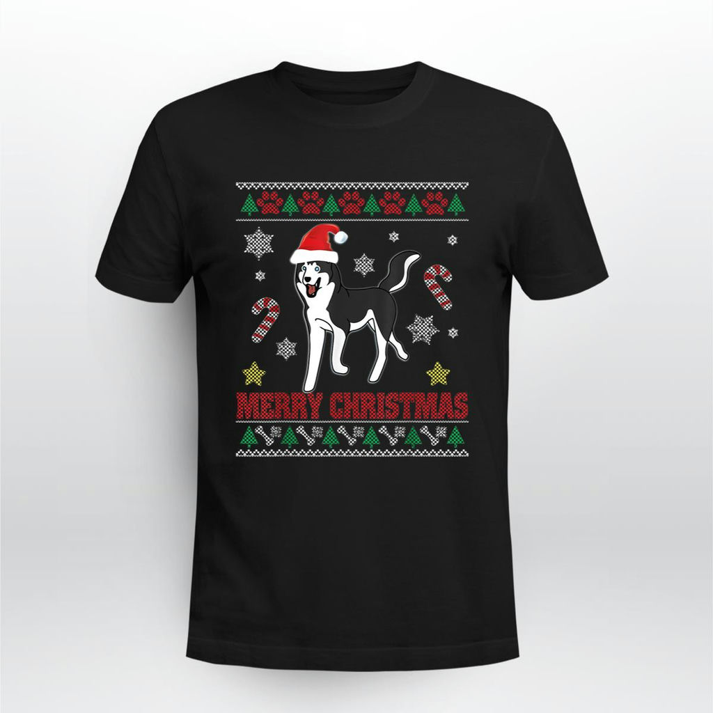 Siberian-Husky-Dog-Santa-For-Christmas-2-T-Shirt
