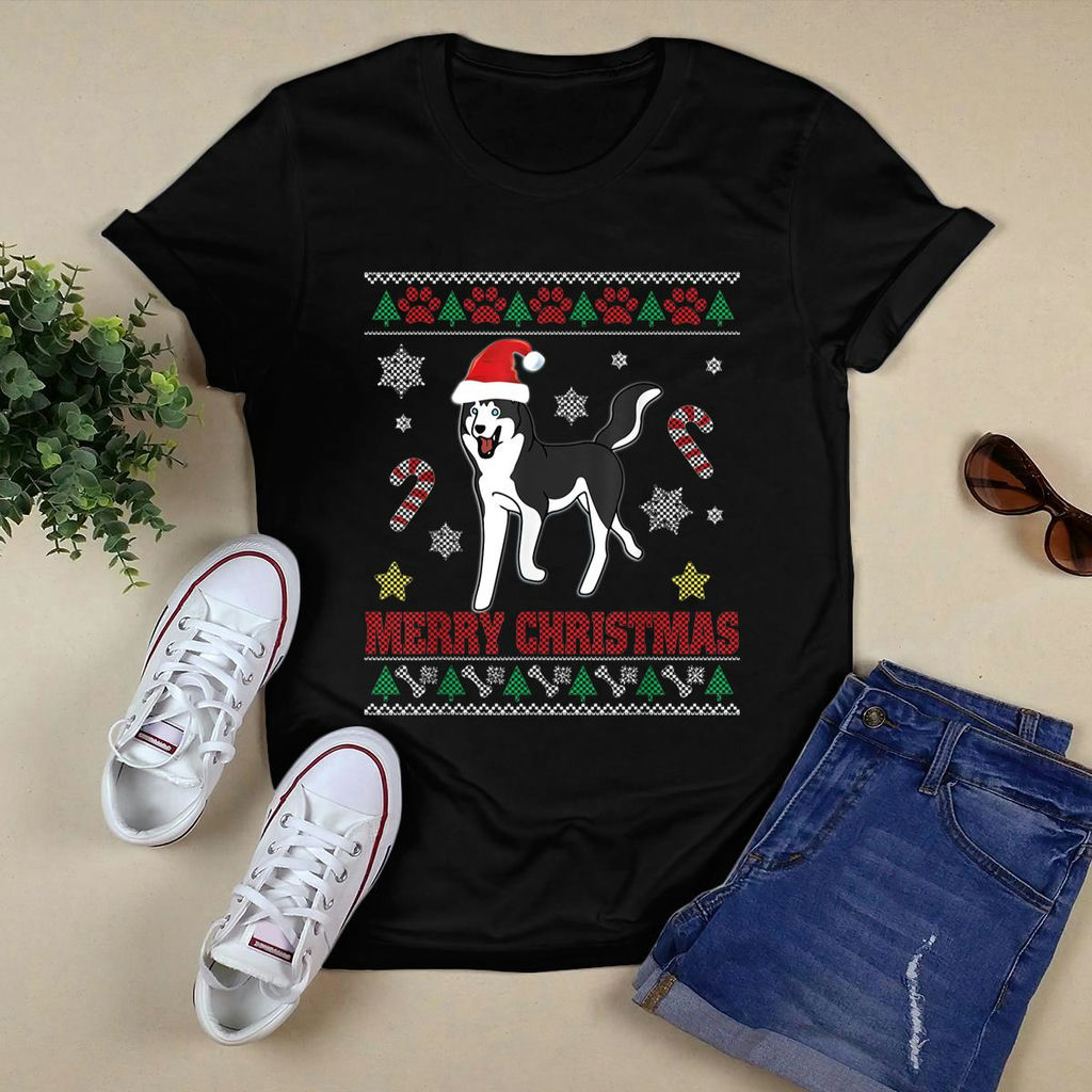 Siberian-Husky-Dog-Santa-For-Christmas-3-T-Shirt